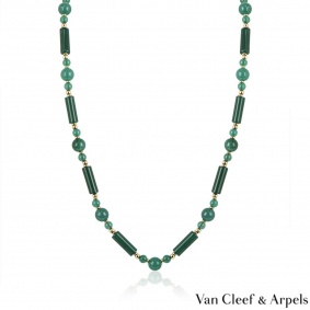 Van Cleef & Arpels Yellow Gold Chalcedony Beaded Necklace